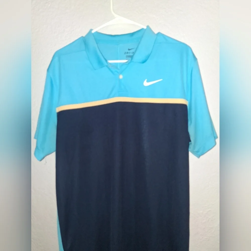 Nike Dri-Fit Standard Fit Golf Shirt Blue Navy L